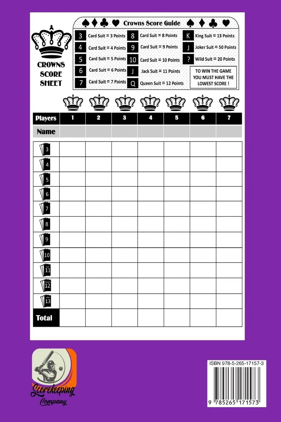 Rückseite: 9785265171573 | Crowns Score Sheet | Pocket Size 6 x 9 inches | Company Scorekeeping