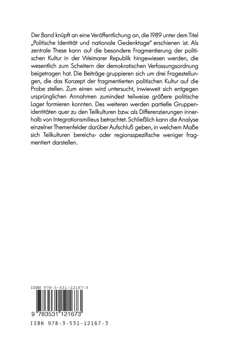 Rückseite: 9783531121673 | Politische Teilkulturen zwischen Integration und Polarisierung | Buch