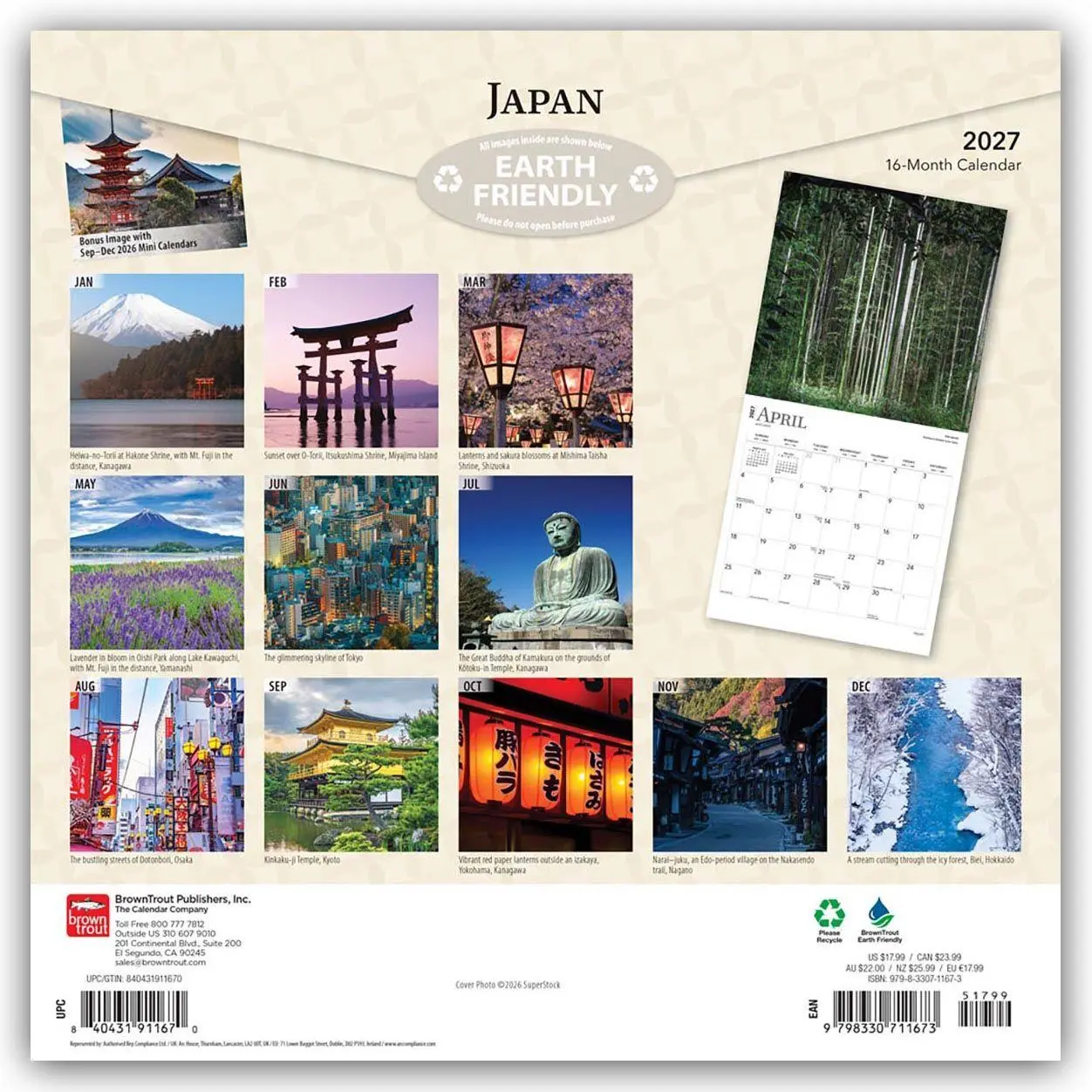 Rückseite: 9798330711673 | Japan 2027 - 16-Monatskalender | Browntrout Publishers | Kalender