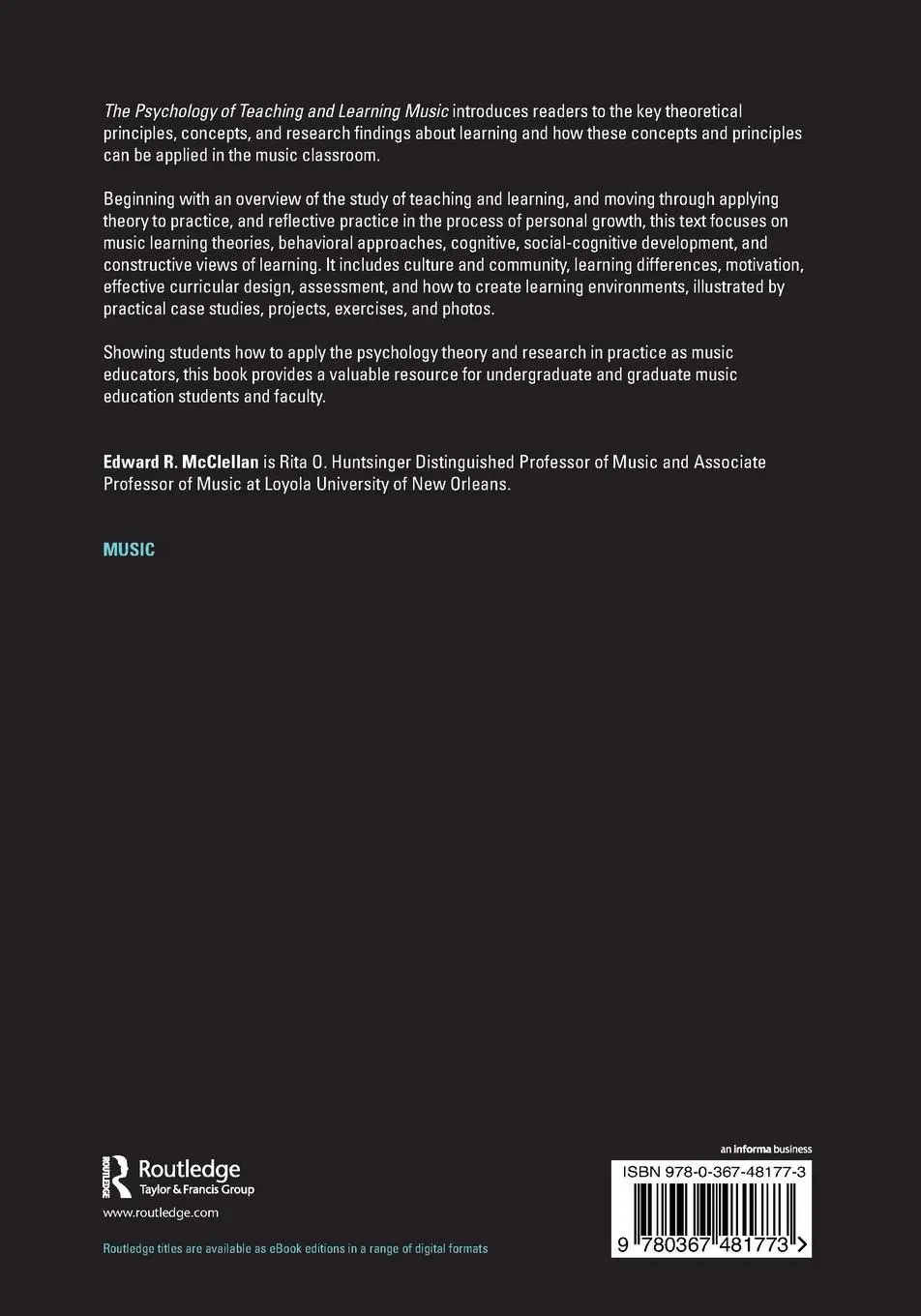 Rückseite: 9780367481773 | The Psychology of Teaching and Learning Music | Edward R. McClellan