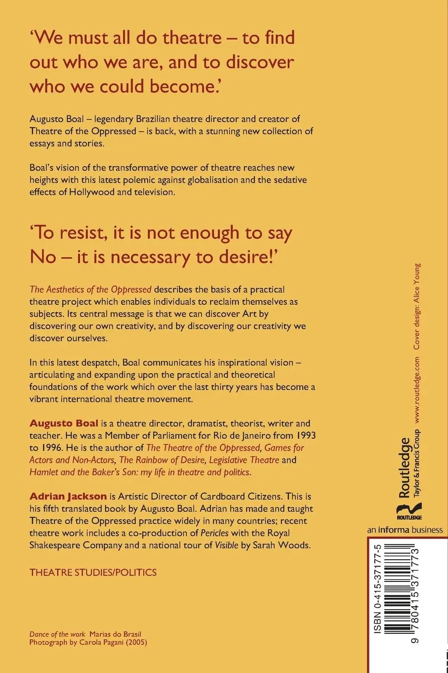 Rückseite: 9780415371773 | The Aesthetics of the Oppressed | Augusto Boal | Taschenbuch | 2006