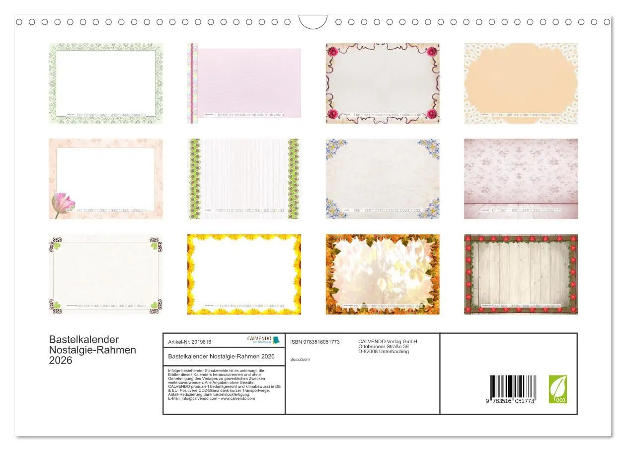 Bild: 9783516051773 | Bastelkalender Nostalgie-Rahmen 2026 (Wandkalender 2026 DIN A3...