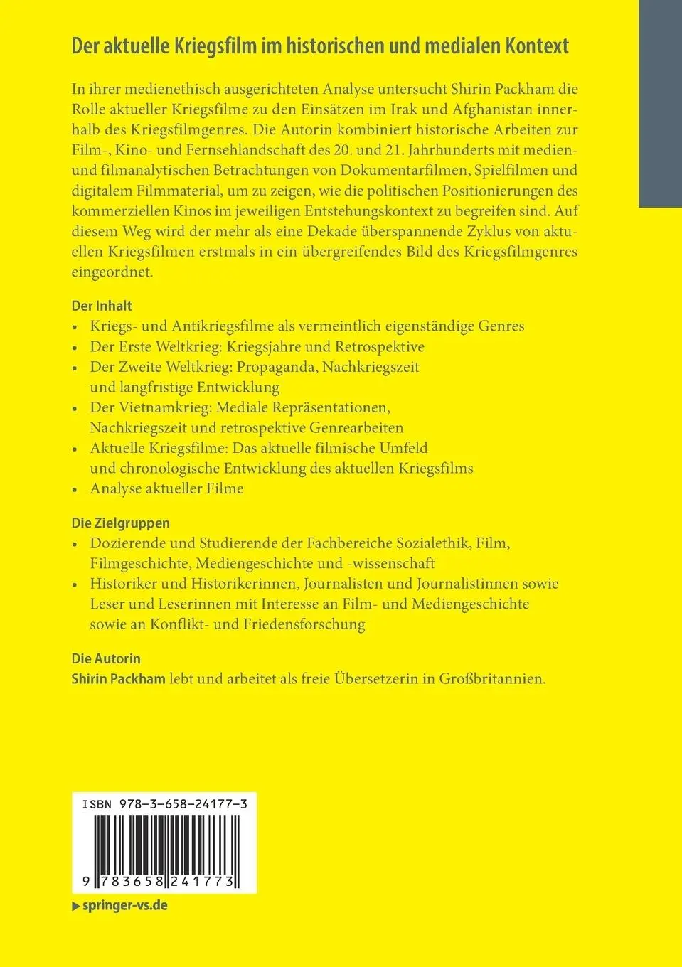 Rückseite: 9783658241773 | Der aktuelle Kriegsfilm im historischen und medialen Kontext | Packham