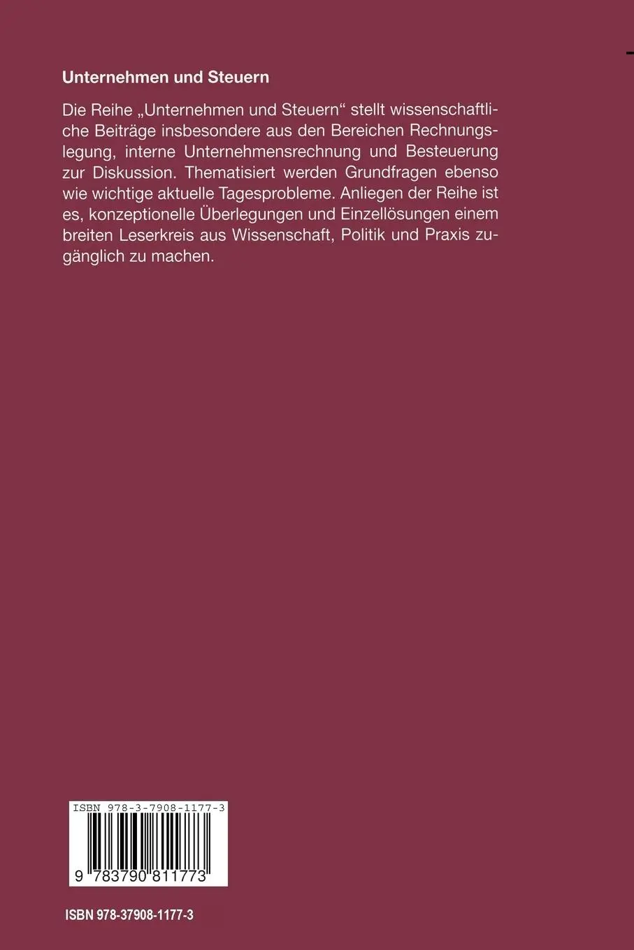 Rückseite: 9783790811773 | Besteuerung von Personengesellschaften im Verhältnis USA - Deutschland