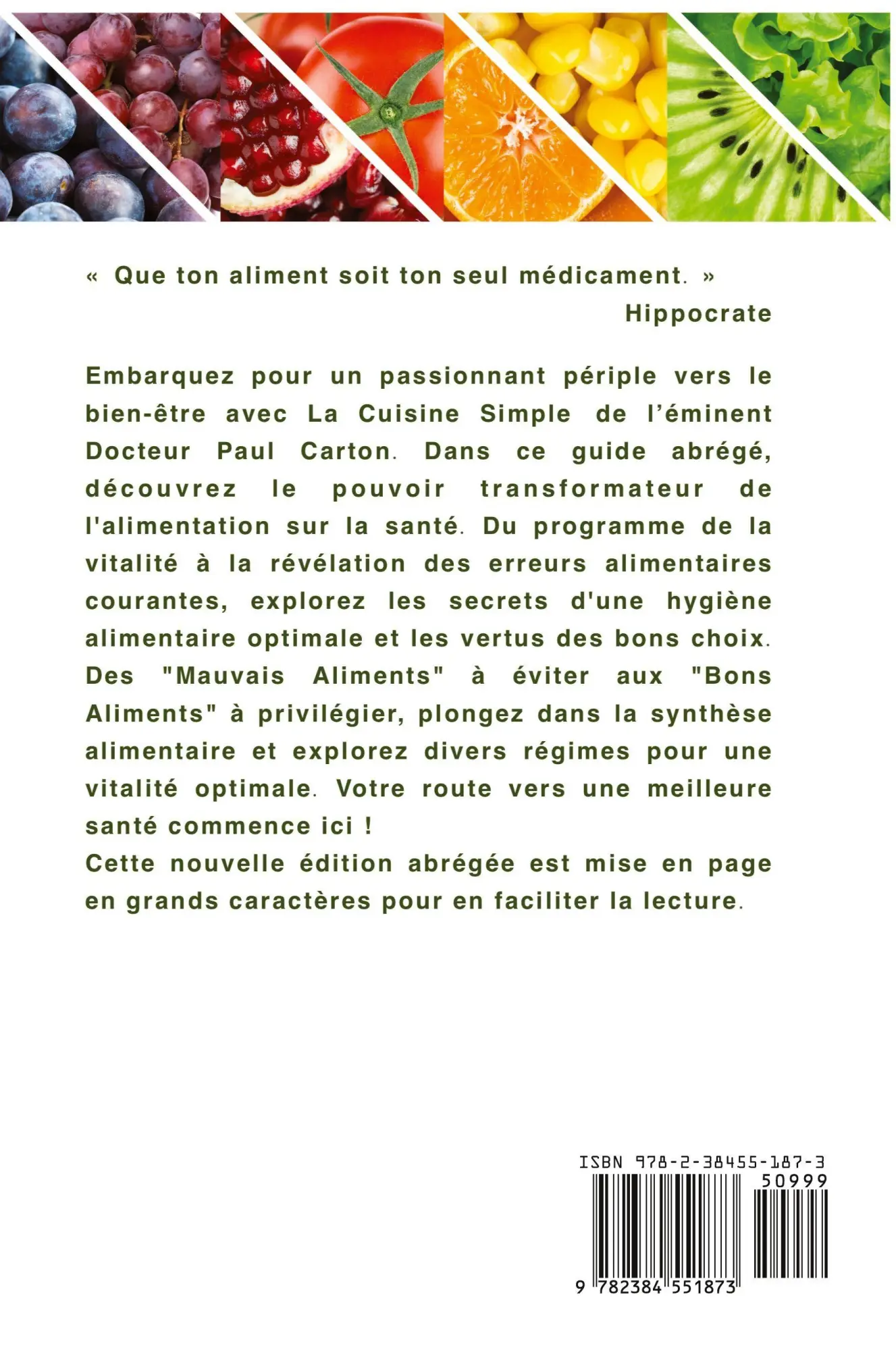 Rückseite: 9782384551873 | La Cuisine Simple | Version abrégée - Grands caractères | Paul Carton
