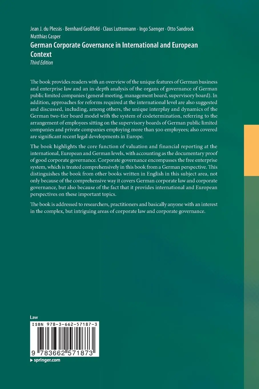 Rückseite: 9783662571873 | German Corporate Governance in International and European Context