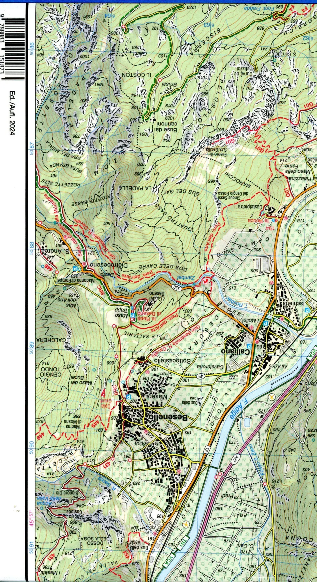 Bild: 9788883151873 | 55 Valle del Sarca | Tabacco Wanderkarte 1:25000 | (Land-)Karte | 2024