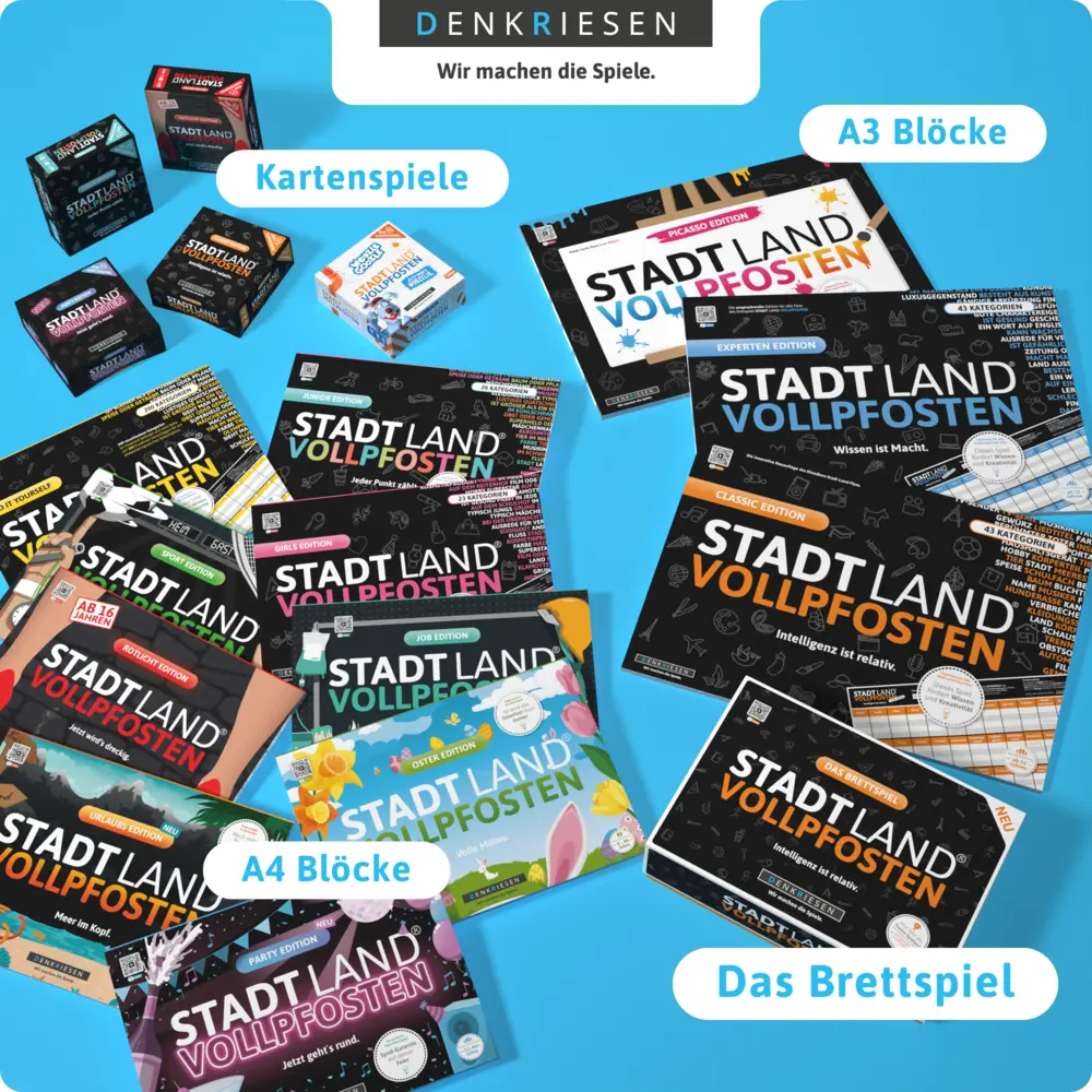 Bild: 4260528091973 | DENKRIESEN - STADT LAND VOLLPFOSTEN® - Das Kartenspiel - PARTY...
