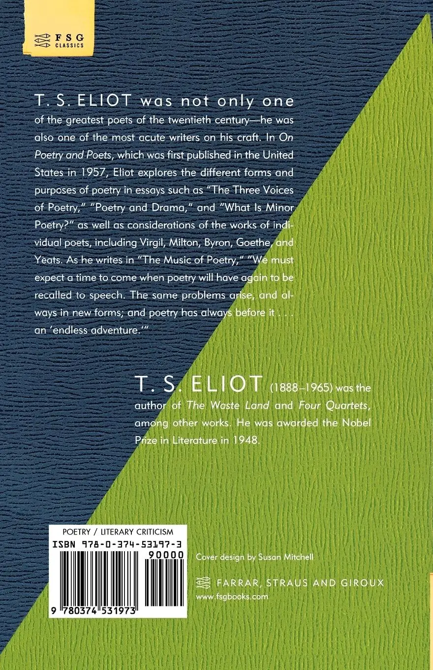 Rückseite: 9780374531973 | On Poetry and Poets | T. S. Eliot | Taschenbuch | Englisch | 2009