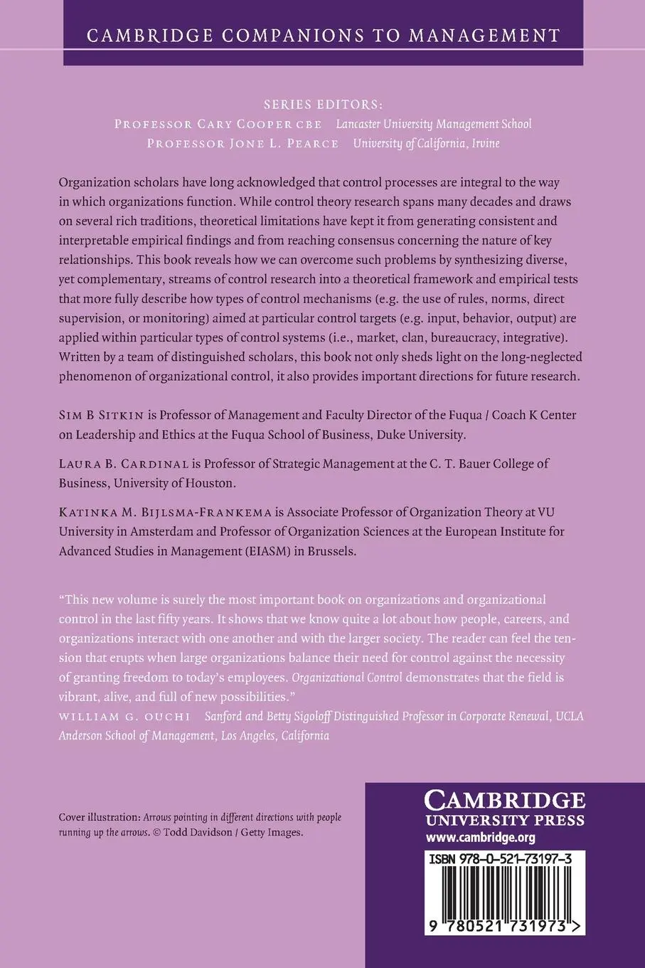 Rückseite: 9780521731973 | Organizational Control | Sim B. Sitkin (u. a.) | Taschenbuch | 2010