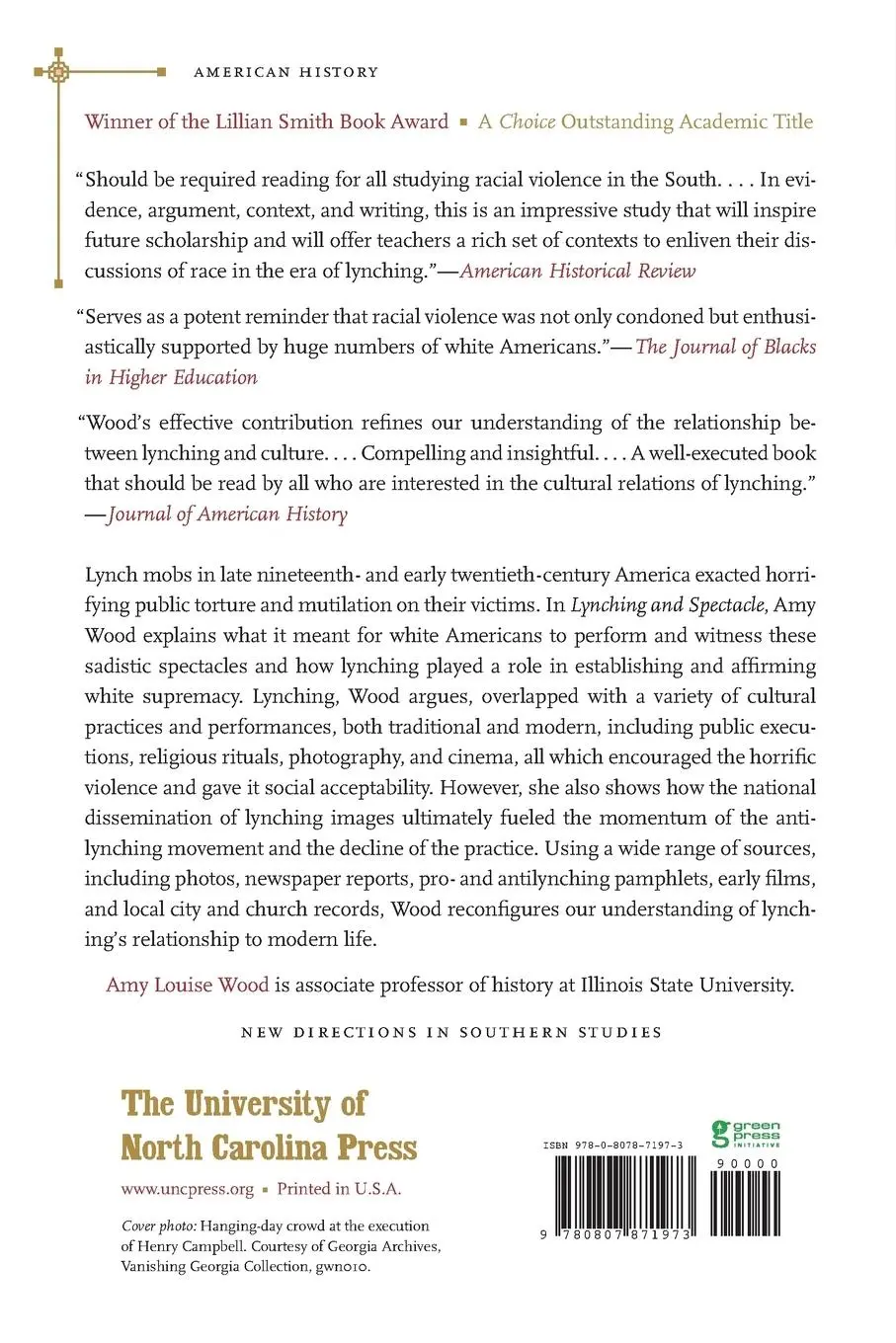 Rückseite: 9780807871973 | Lynching and Spectacle | Amy Louise Wood | Taschenbuch | Englisch
