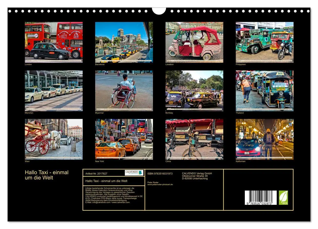 Bild: 9783516031973 | Hallo Taxi - einmal um die Welt (Wandkalender 2026 DIN A3 quer),...