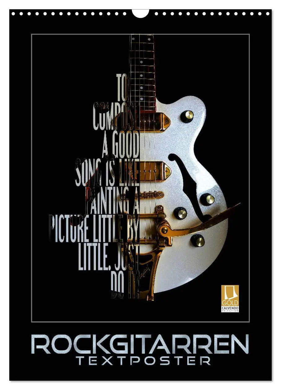 Cover: 9783516411973 | Rockgitarren Textposter (Wandkalender 2026 DIN A3 hoch), CALVENDO...