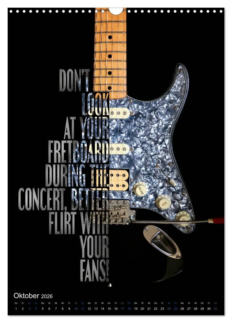 Bild: 9783516411973 | Rockgitarren Textposter (Wandkalender 2026 DIN A3 hoch), CALVENDO...