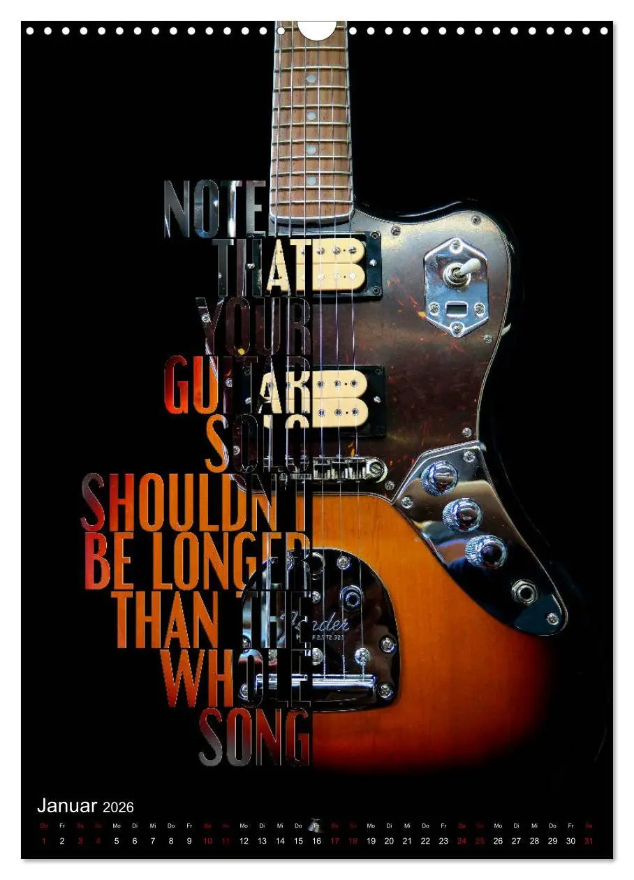 Bild: 9783516411973 | Rockgitarren Textposter (Wandkalender 2026 DIN A3 hoch), CALVENDO...