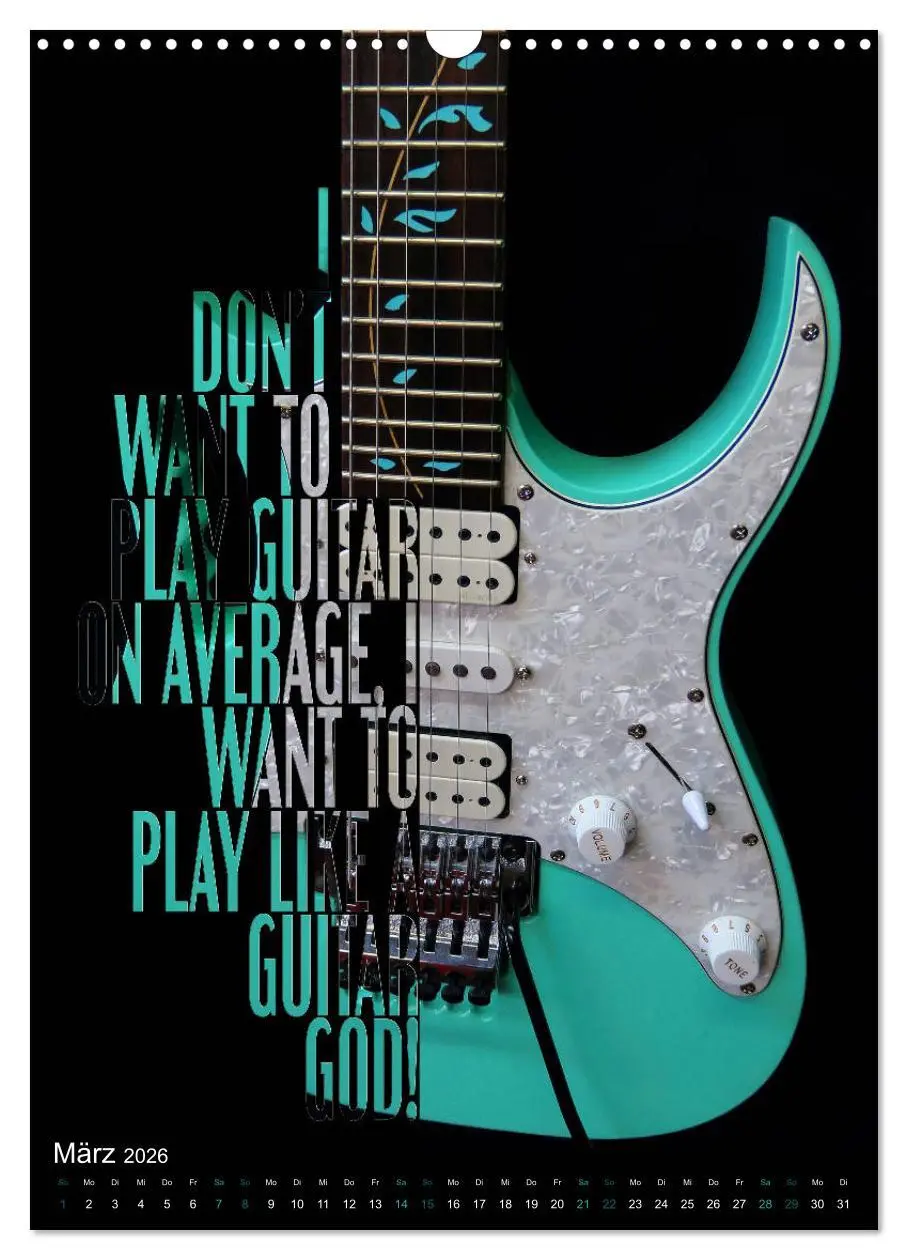 Bild: 9783516411973 | Rockgitarren Textposter (Wandkalender 2026 DIN A3 hoch), CALVENDO...