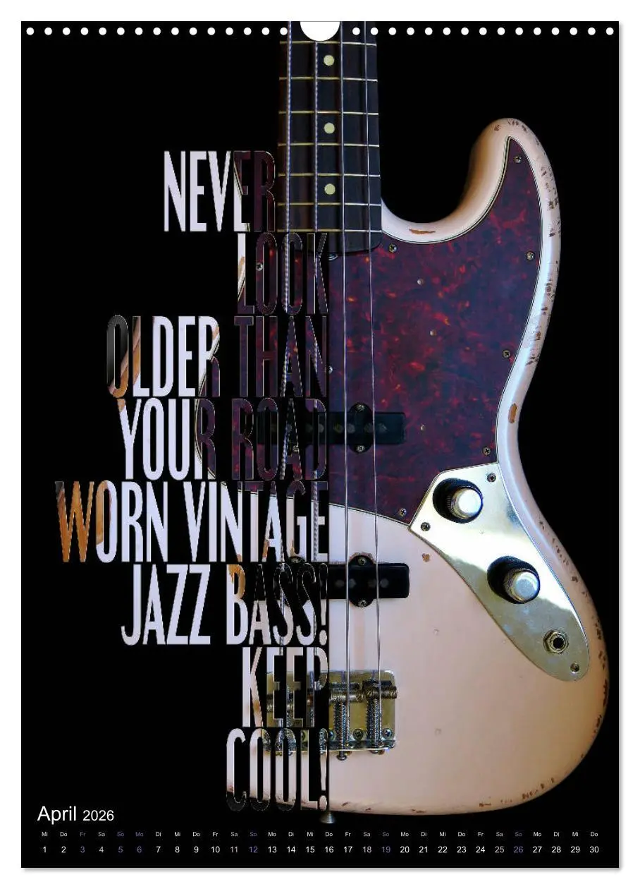 Bild: 9783516411973 | Rockgitarren Textposter (Wandkalender 2026 DIN A3 hoch), CALVENDO...