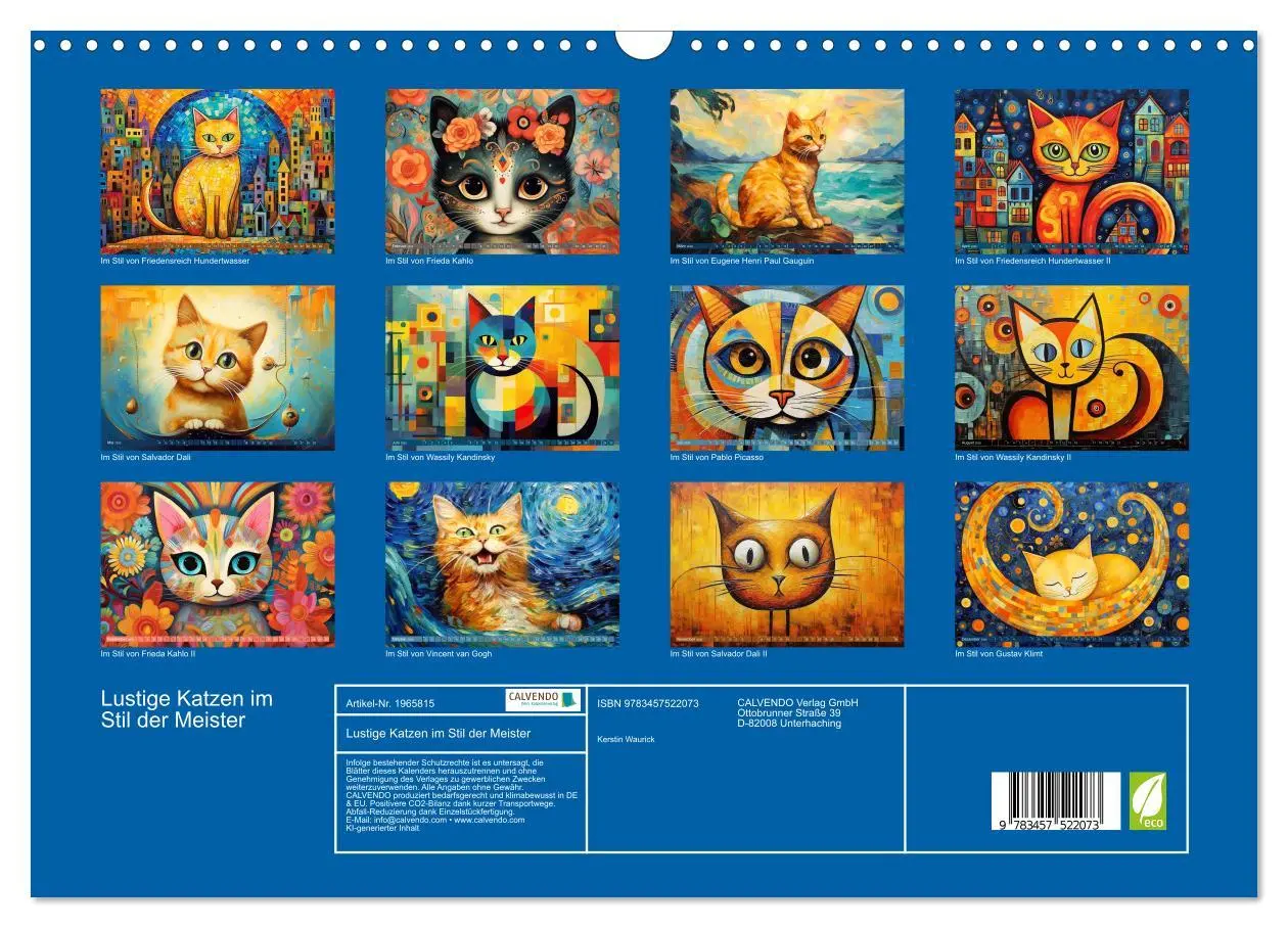 Bild: 9783457522073 | Lustige Katzen im Stil der Meister (Wandkalender 2026 DIN A3 quer),...