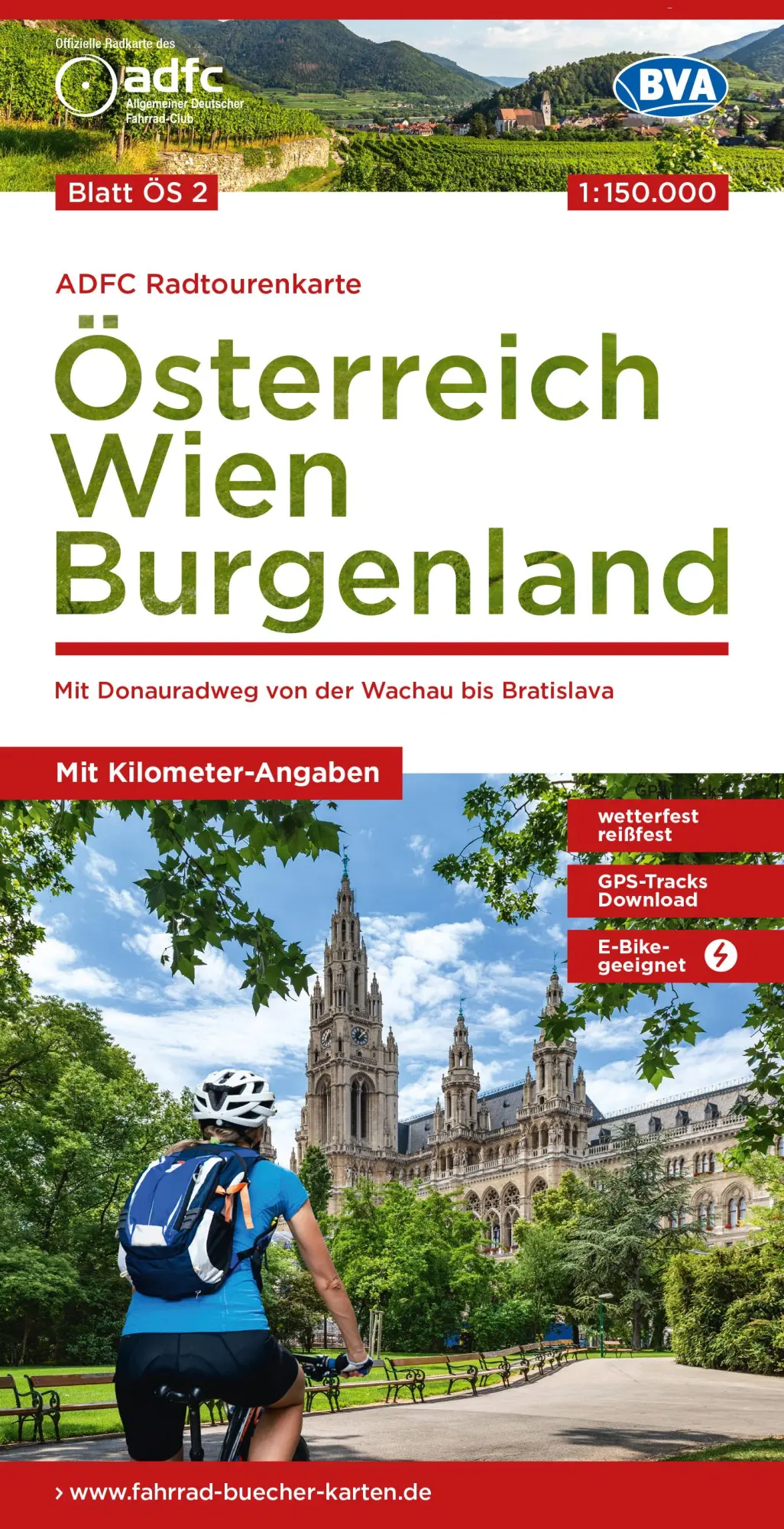 Cover: 9783969902073 | ADFC-Radtourenkarte ÖS2 Österreich Wien Burgenland 1:150:000, reiß-...