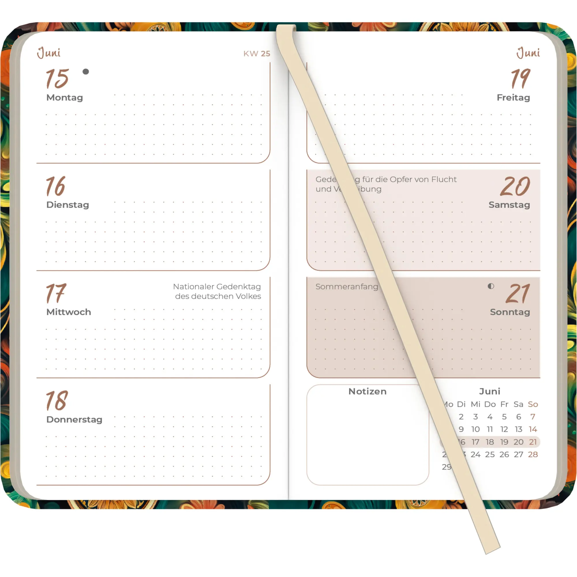 Bild: 4069095002173 | Lady Journal Slim Paisley 2026 - Taschen-Kalender 9x15,6 cm -...