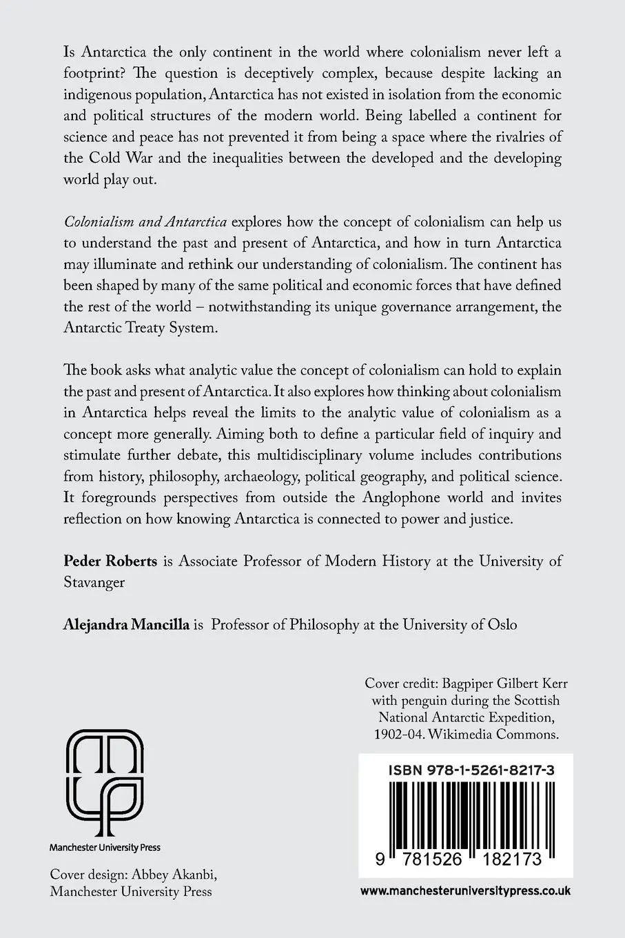 Rückseite: 9781526182173 | Colonialism and Antarctica | Attitudes, logics, and practices | Buch