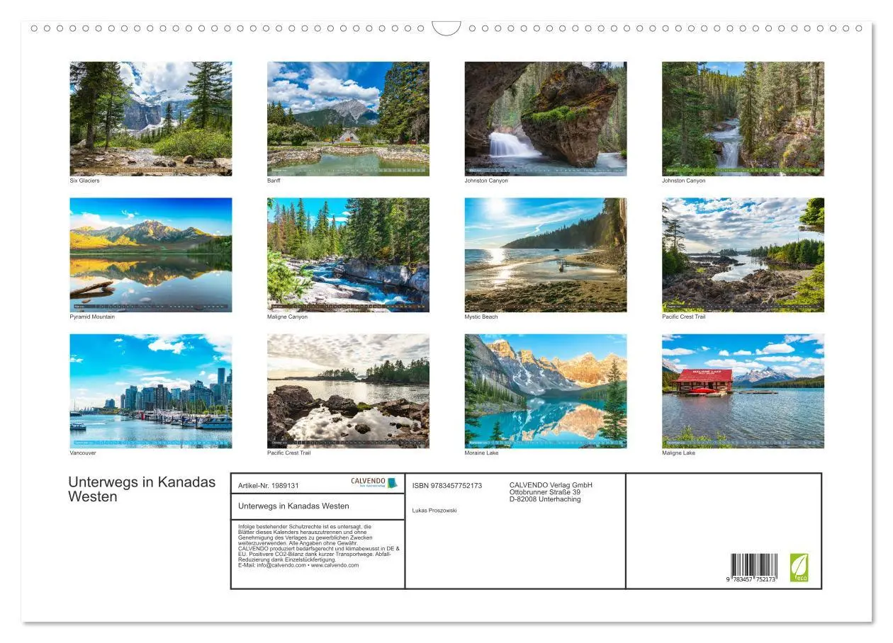 Bild: 9783457752173 | Unterwegs in Kanadas Westen (Wandkalender 2026 DIN A2 quer),...