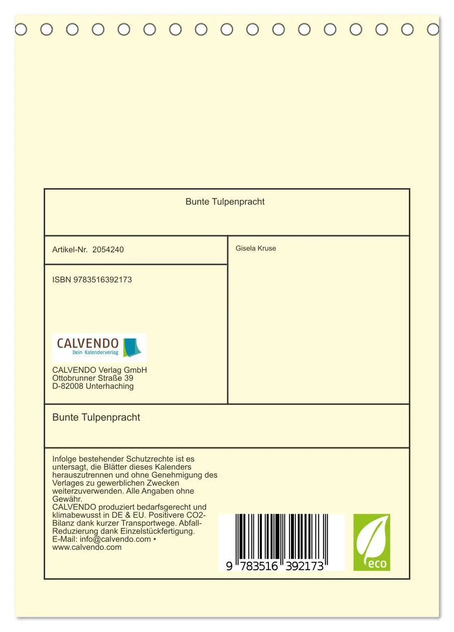 Bild: 9783516392173 | Bunte Tulpenpracht (Tischkalender 2026 DIN A5 hoch), CALVENDO...