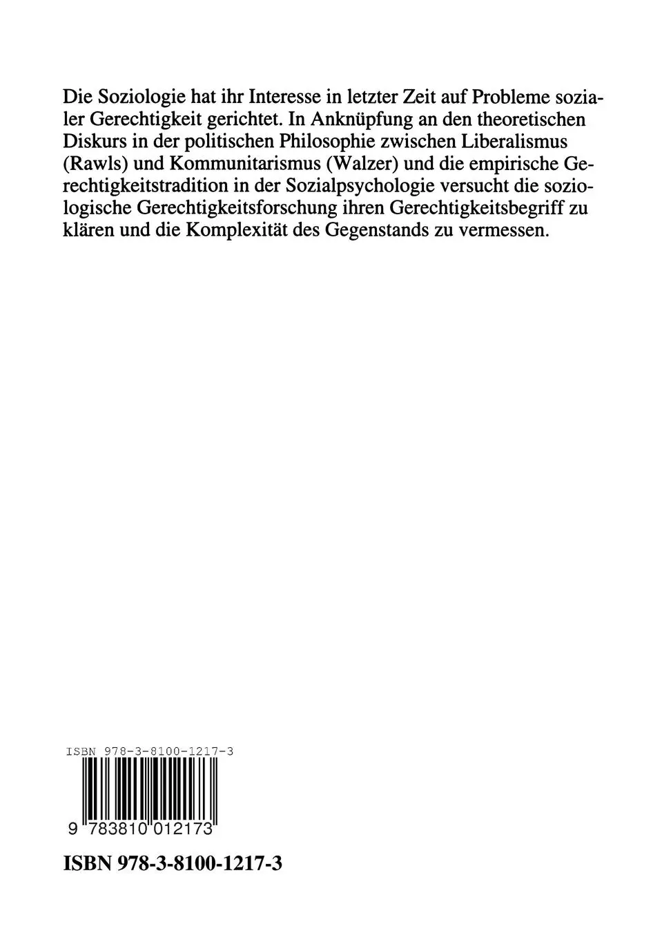 Rückseite: 9783810012173 | Soziale Ungleichheit und soziale Gerechtigkeit | Bernd Wegener (u. a.)