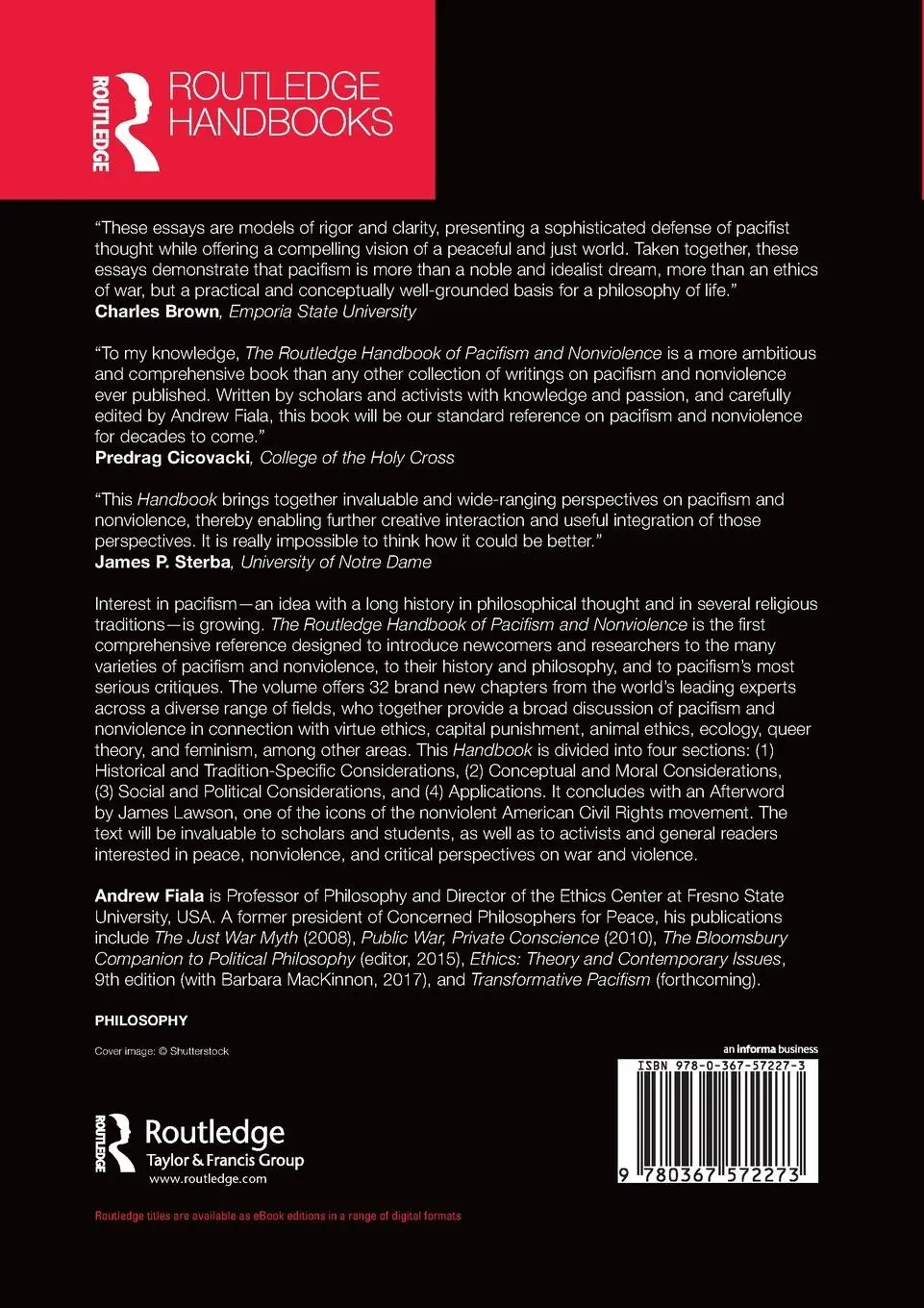 Rückseite: 9780367572273 | The Routledge Handbook of Pacifism and Nonviolence | Andrew Fiala