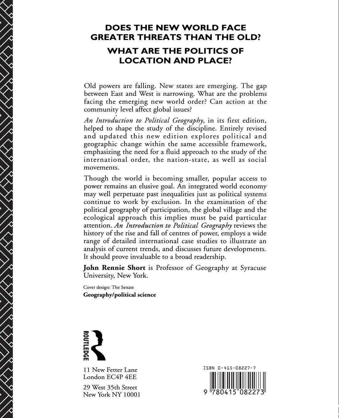 Rückseite: 9780415082273 | An Introduction to Political Geography | John Rennie Short | Buch