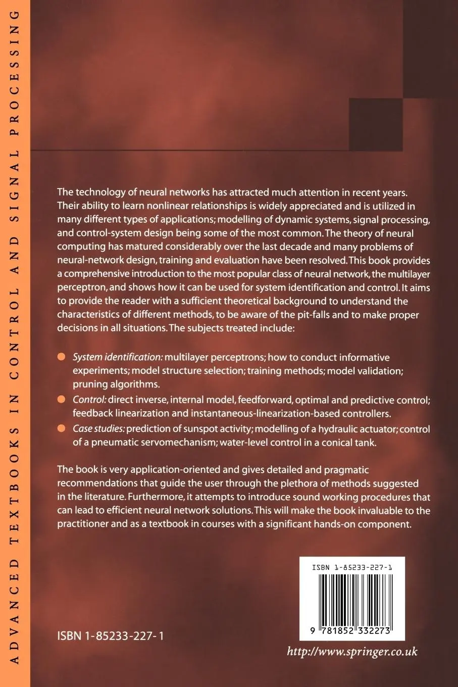Rückseite: 9781852332273 | Neural Networks for Modelling and Control of Dynamic Systems | Buch