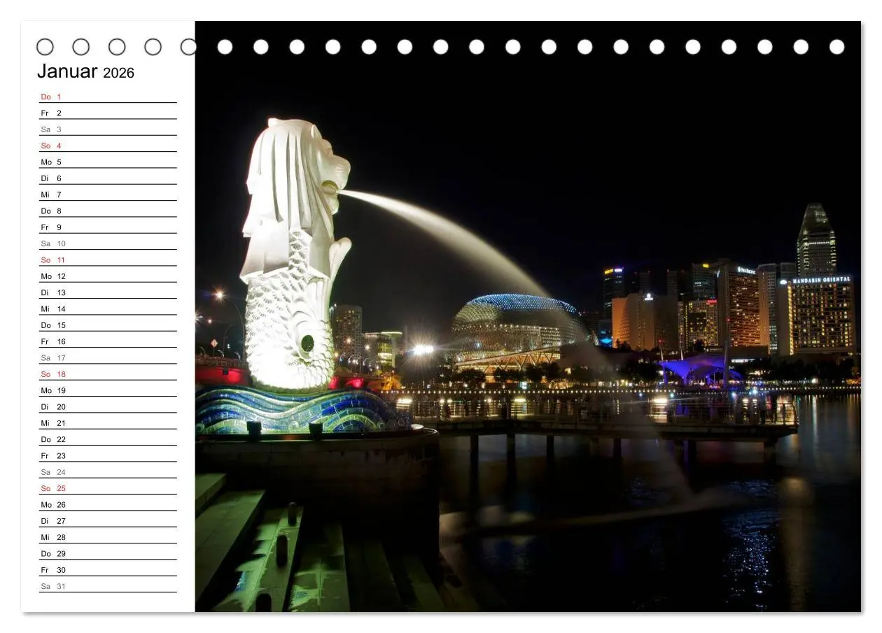 Bild: 9783457982273 | Singapur - Die Farben der Nacht (Tischkalender 2026 DIN A5 quer),...