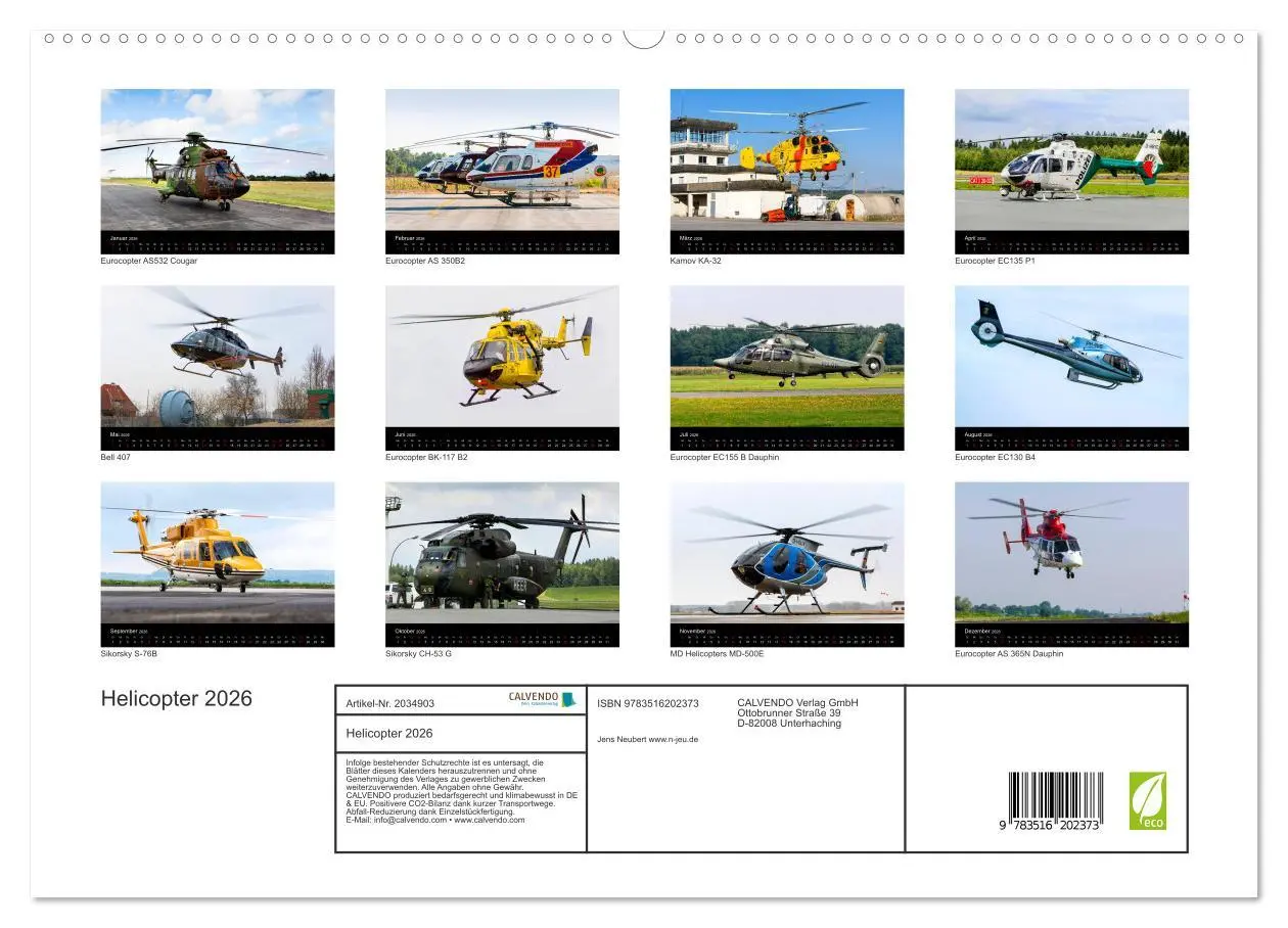 Bild: 9783516202373 | Helicopter 2026 (hochwertiger Premium Wandkalender 2026 DIN A2...