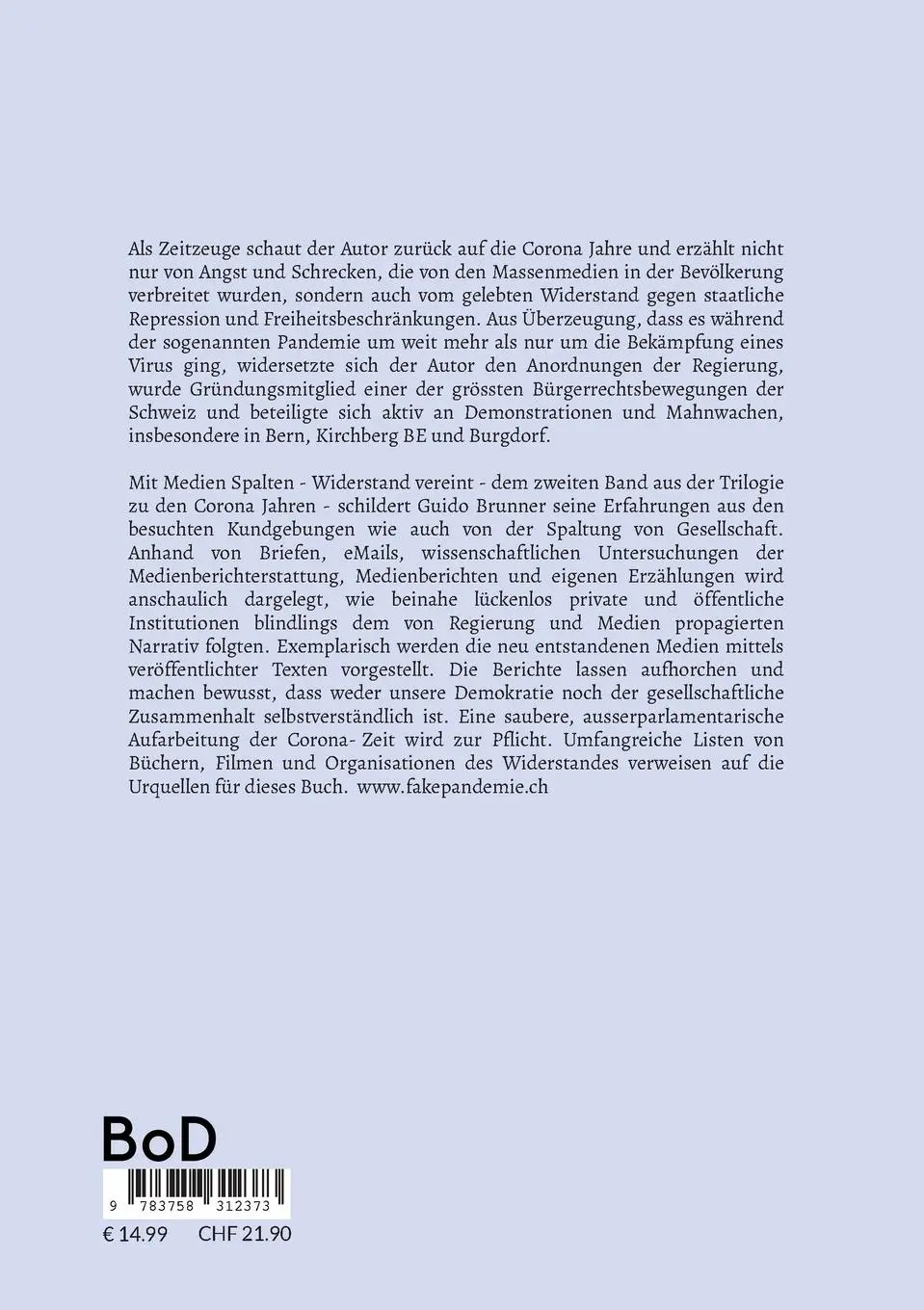 Rückseite: 9783758312373 | Zeitdokumente einer Fake-Pandemie (Corona) | Guido Brunner | Buch
