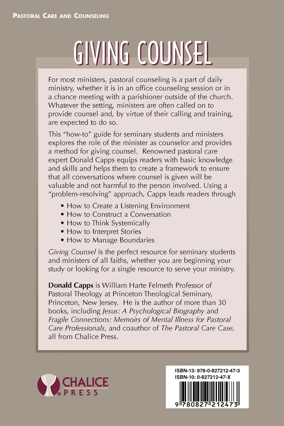 Rückseite: 9780827212473 | Giving Counsel | A Minister's Guidebook | Donald Capps | Taschenbuch