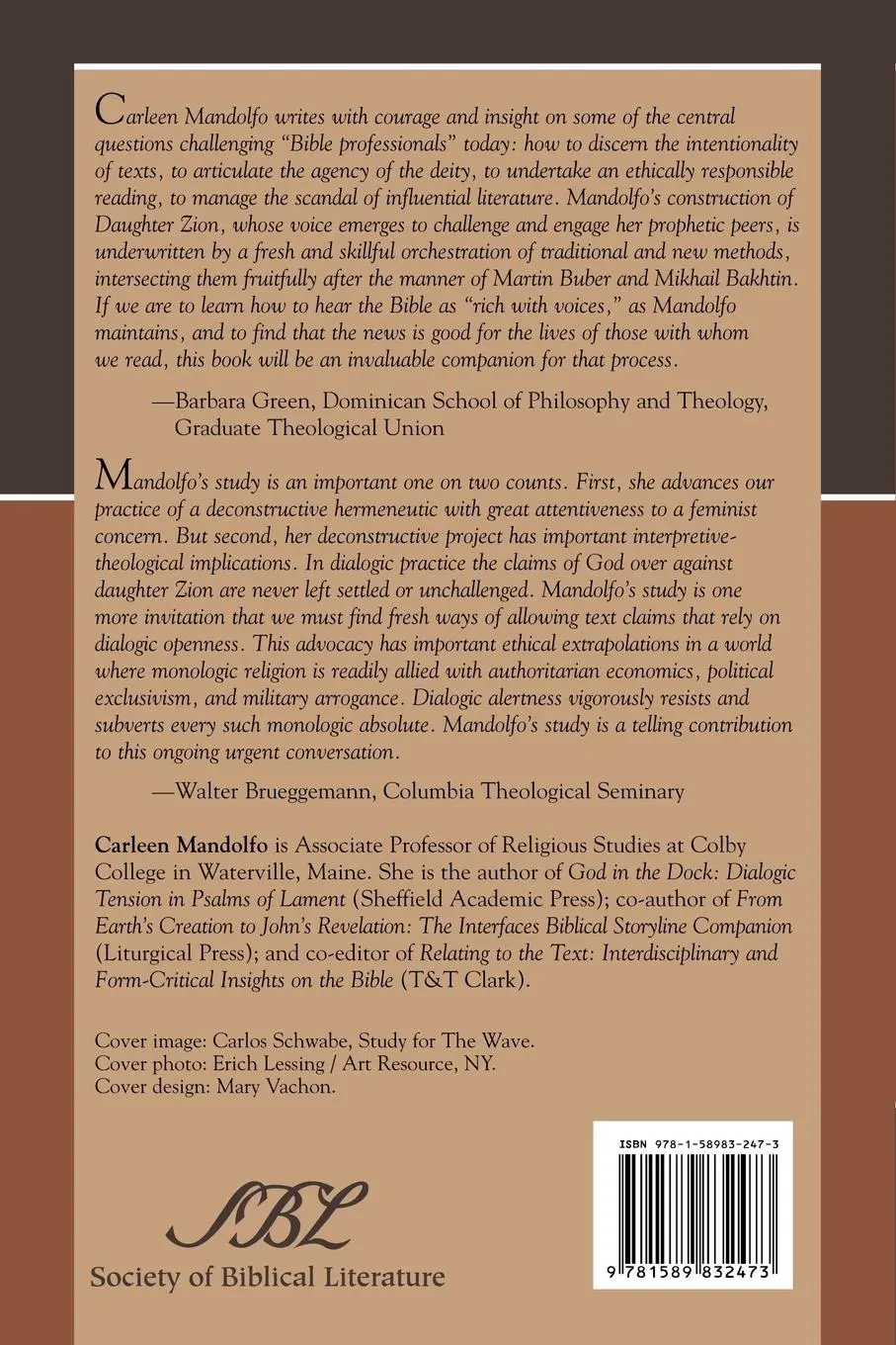 Rückseite: 9781589832473 | Daughter Zion Talks Back to the Prophets | Carleen Mandolfo | Buch