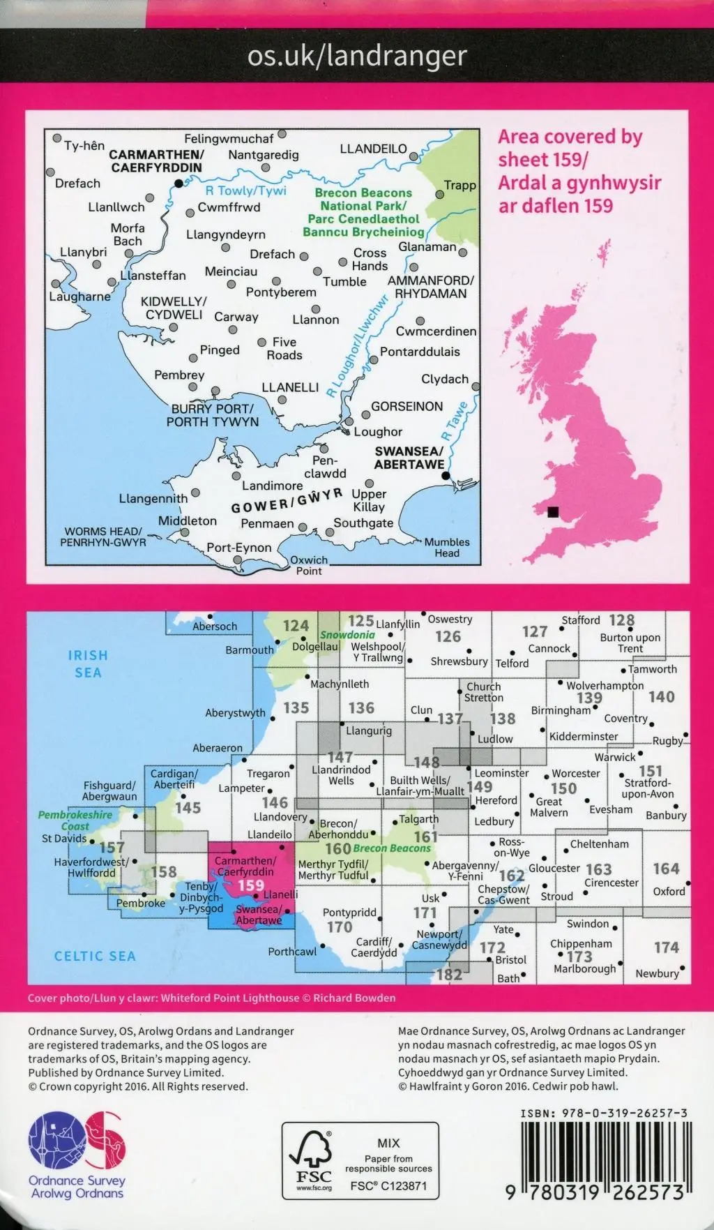 Bild: 9780319262573 | Swansea &amp; Gower, Carmarthen | Ordnance Survey | (Land-)Karte | 2016