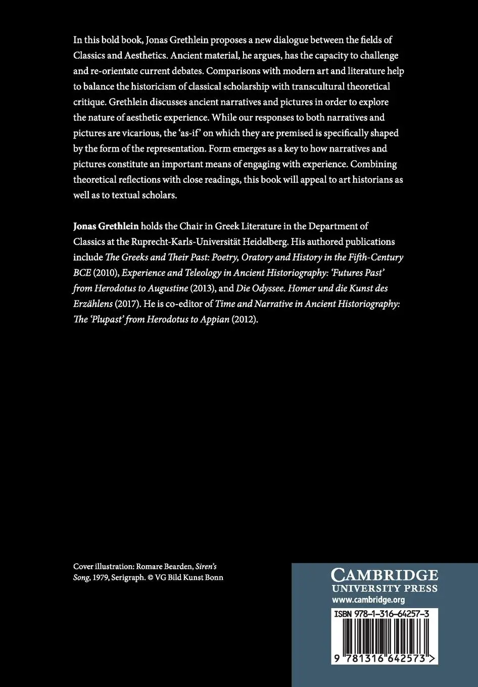 Rückseite: 9781316642573 | Aesthetic Experiences and Classical Antiquity | Jonas Grethlein | Buch