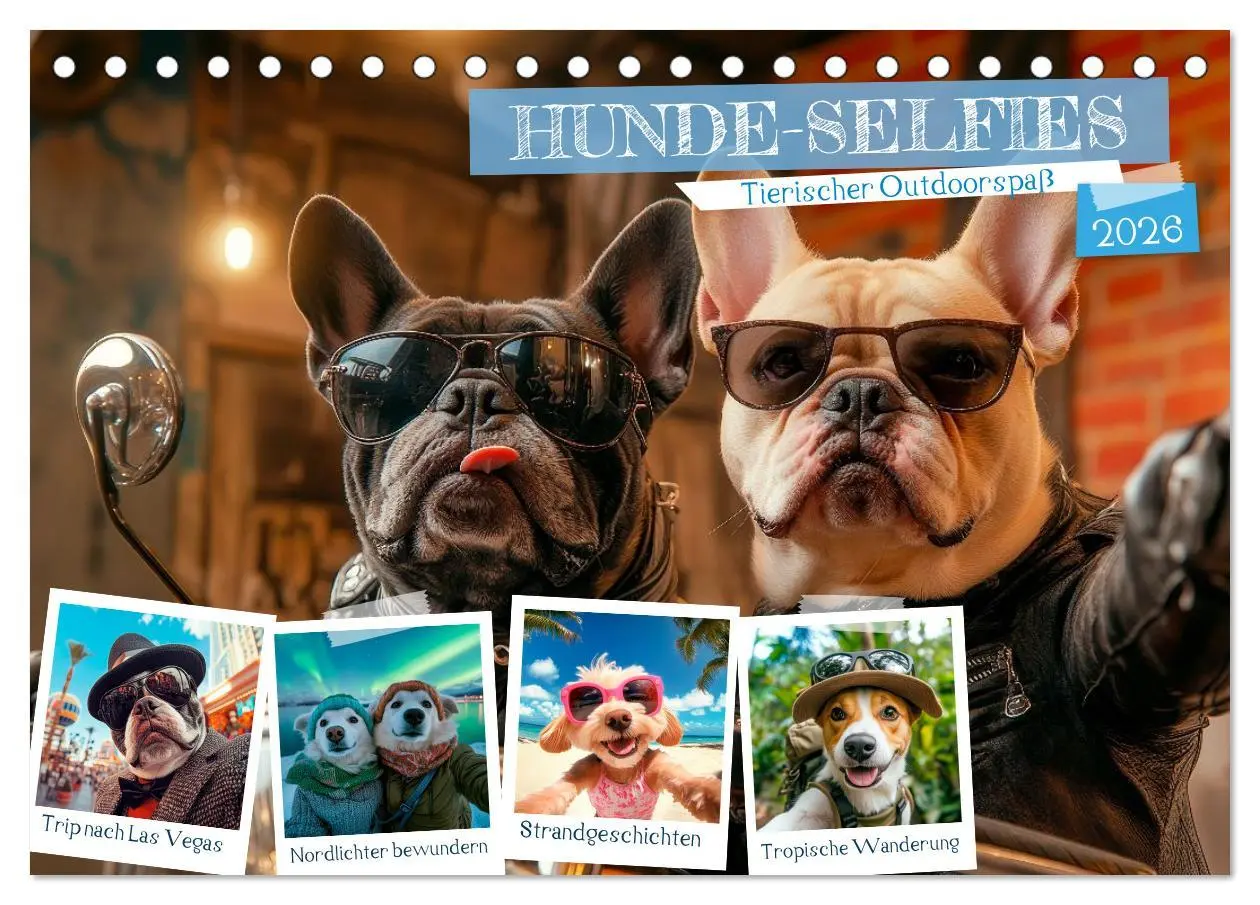 Cover: 9783516592573 | HUNDE-SELFIES Tierischer Outdoorspaß (Tischkalender 2026 DIN A5...