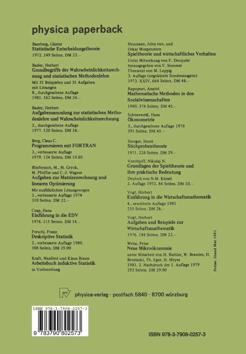 Rückseite: 9783790802573 | Zeitreihen-Analyse | Einführung in die praktische Anwendung | Buch