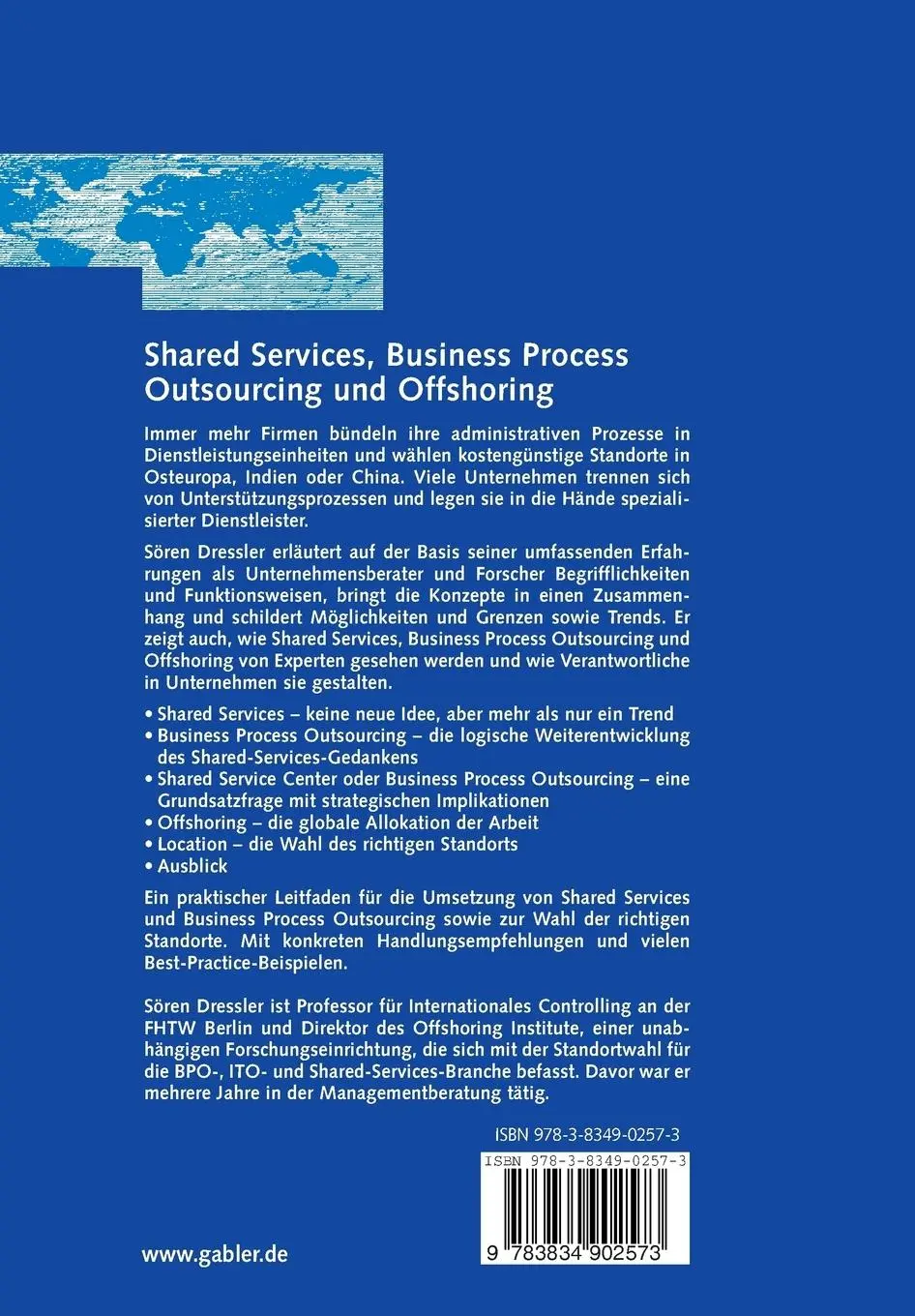 Rückseite: 9783834902573 | Shared Services, Business Process Outsourcing und Offshoring | Buch
