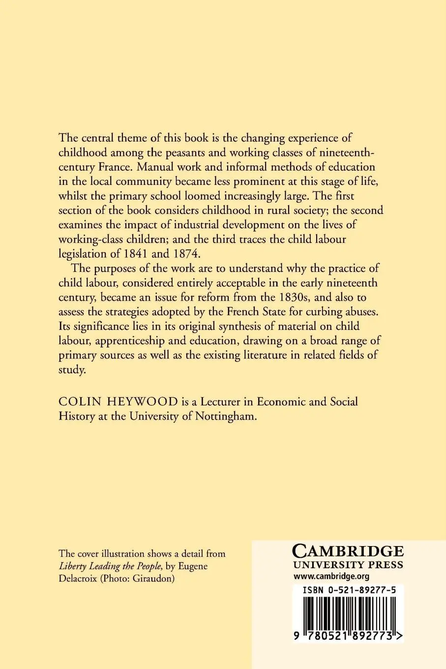 Rückseite: 9780521892773 | Childhood in Nineteenth-Century France | Colin Heywood | Taschenbuch