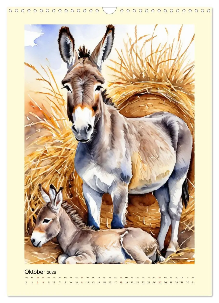 Bild: 9783516262773 | Esel - zauberhafte Langohren (Wandkalender 2026 DIN A3 hoch),...