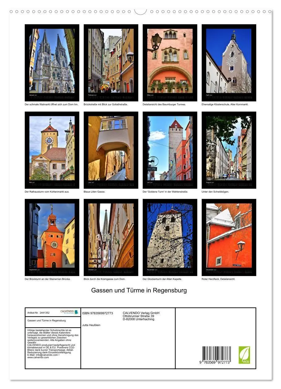 Bild: 9783569972773 | Gassen und Türme in Regensburg (hochwertiger Premium Wandkalender...