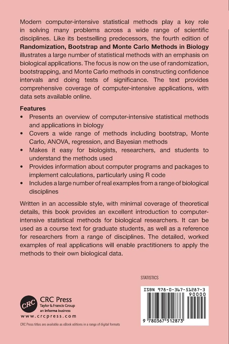 Rückseite: 9780367512873 | Randomization, Bootstrap and Monte Carlo Methods in Biology | Buch