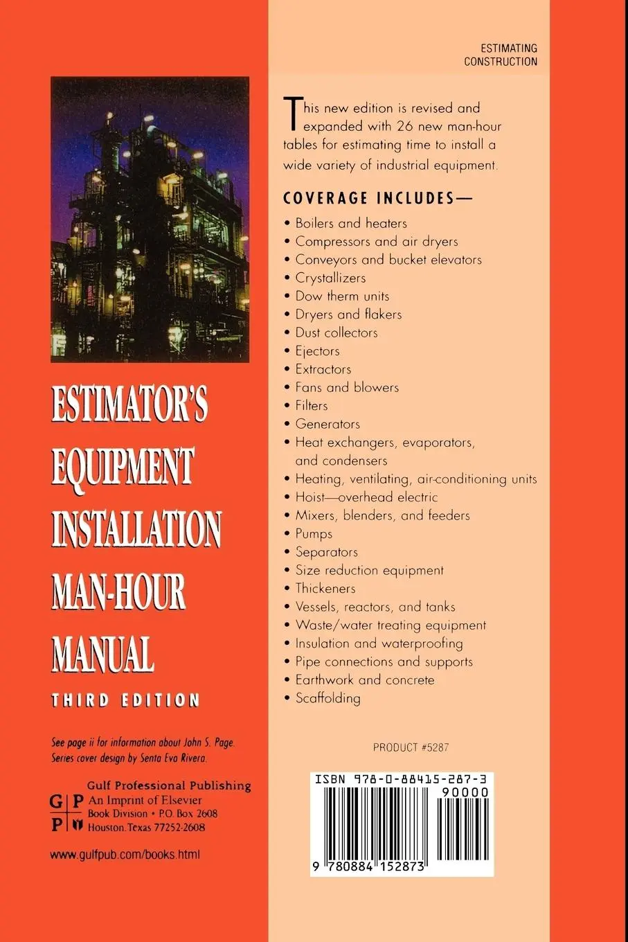 Rückseite: 9780884152873 | Estimator's Equipment Installation Man-Hour Manual | John S. Page