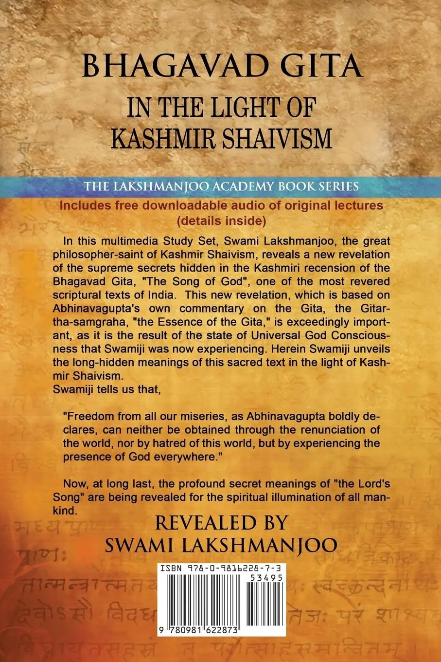 Rückseite: 9780981622873 | Bhagavad Gi¿¿ta¿ | In the Light of Kashmir Shaivism | Lakshmanjoo