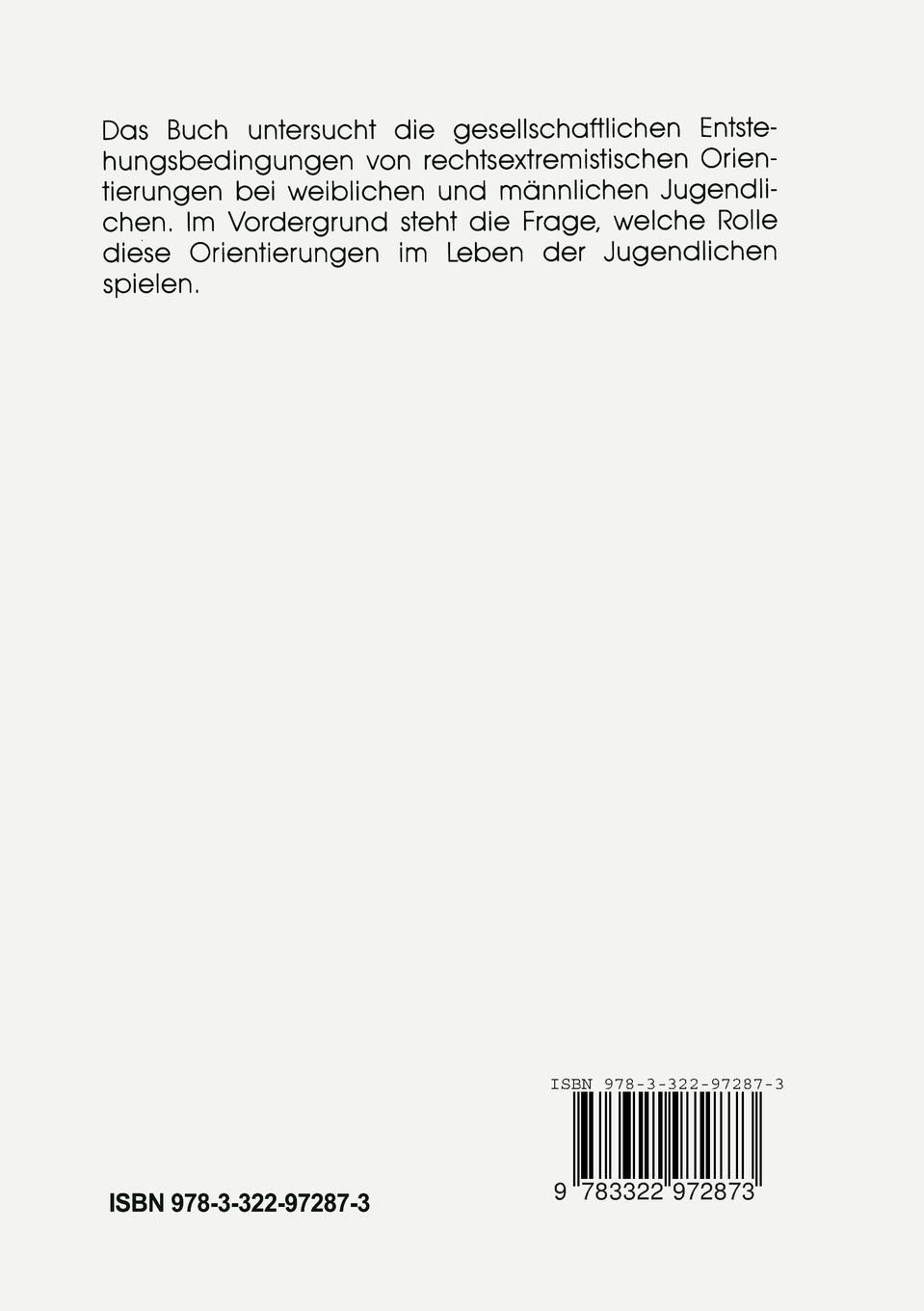 Rückseite: 9783322972873 | Rechtsextremismus: weiblich - männlich? | Ursula Birsl | Taschenbuch