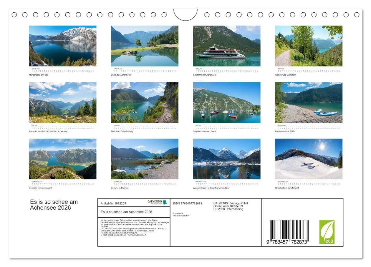 Bild: 9783457782873 | Es is so schee am Achensee 2026 (Wandkalender 2026 DIN A4 quer),...