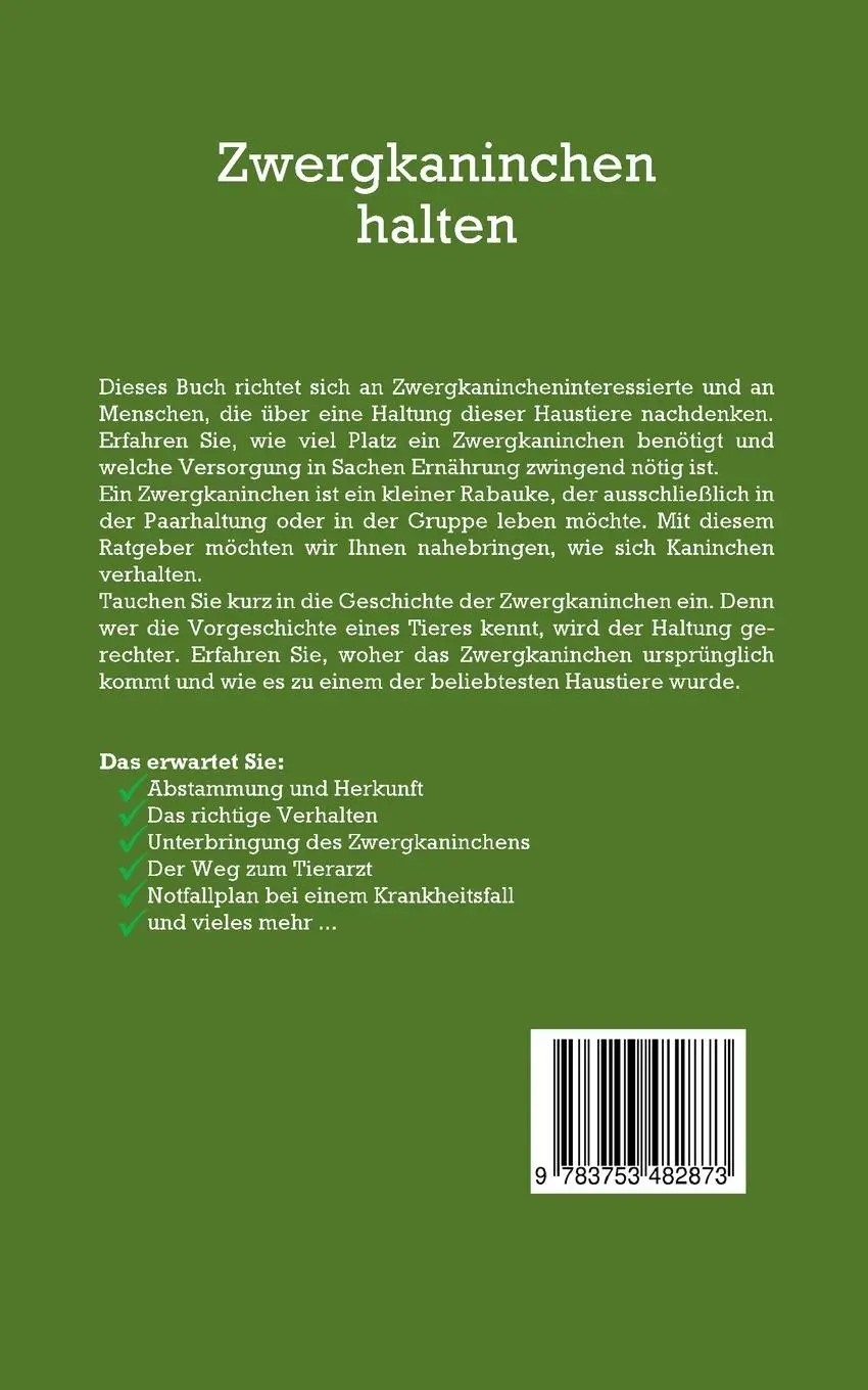 Rückseite: 9783753482873 | Zwergkaninchen halten für Einsteiger: Wie Sie Ihr Kaninchen ideal...